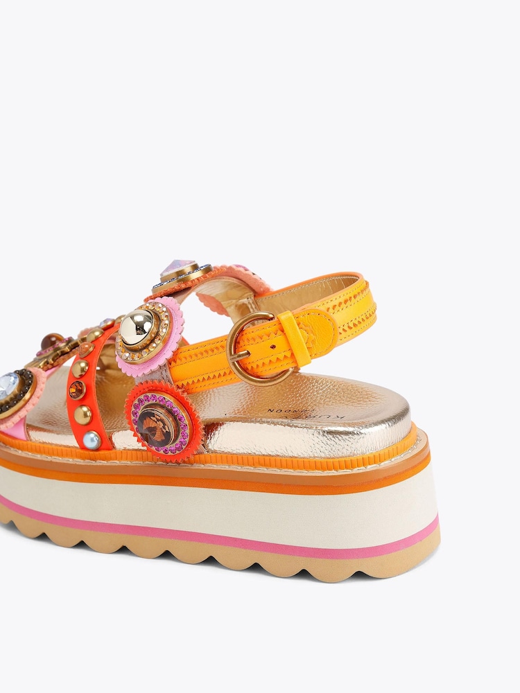 Kurt Geiger London Pink Octavia Sling Platform Sandals - Image 4 of 4