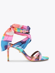 Kurt Geiger London Pink Scarf Wrap T Bar Sandals - Image 1 of 4