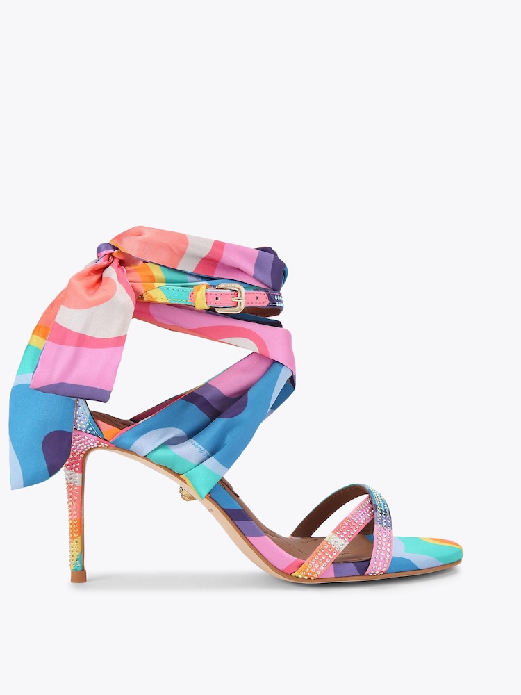 Kurt Geiger London Pink Scarf Wrap T Bar Sandals - Image 1 of 4