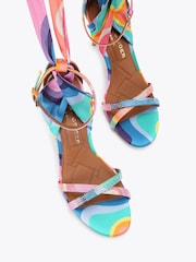 Kurt Geiger London Pink Scarf Wrap T Bar Sandals - Image 2 of 4