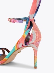 Kurt Geiger London Pink Scarf Wrap T Bar Sandals - Image 3 of 4