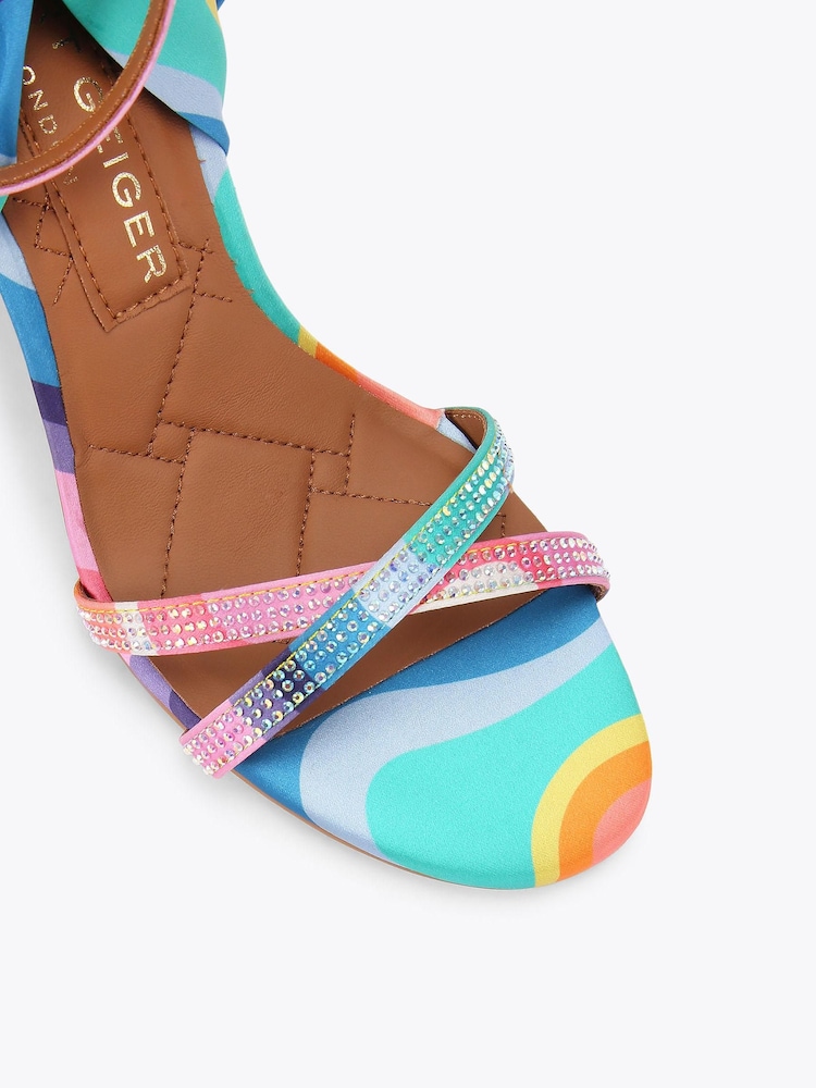 Kurt Geiger London Pink Scarf Wrap T Bar Sandals - Image 4 of 4