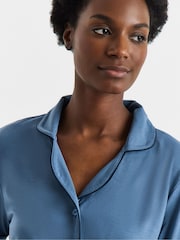 Simply Be Blue Pretty Secrets Shortie Revere Pyjamas Set - Image 3 of 4