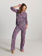Simply Be Purple Pretty Secrets Value Leopard Pyjamas Set - Image 1 of 4