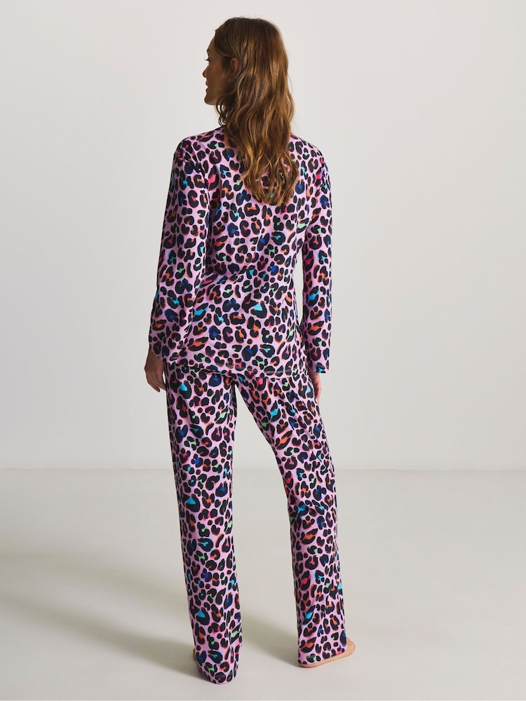 Simply Be Purple Pretty Secrets Value Leopard Pyjamas Set - Image 2 of 4