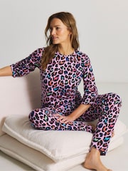 Simply Be Purple Pretty Secrets Value Leopard Pyjamas Set - Image 3 of 4