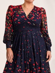 Jolie Moi Bedrucktes Langarm-Spitzen-Maxikleid - Bild 3 von 6