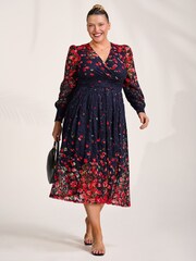 Jolie Moi Bedrucktes Langarm-Spitzen-Maxikleid - Bild 4 von 6