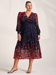 Jolie Moi Bedrucktes Langarm-Spitzen-Maxikleid - Bild 5 von 6