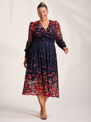 Jolie Moi Bedrucktes Langarm-Spitzen-Maxikleid - Bild 6 von 6