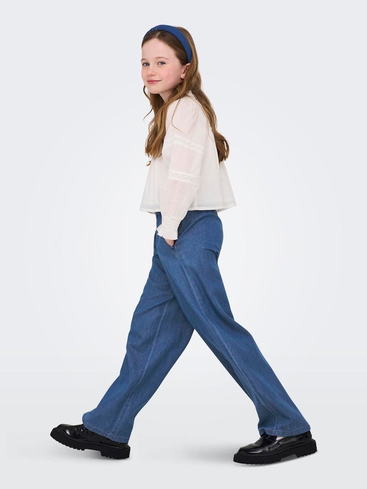 ONLY KIDS Blue Tie Waist Palazzo Jeans - Image 1 of 6