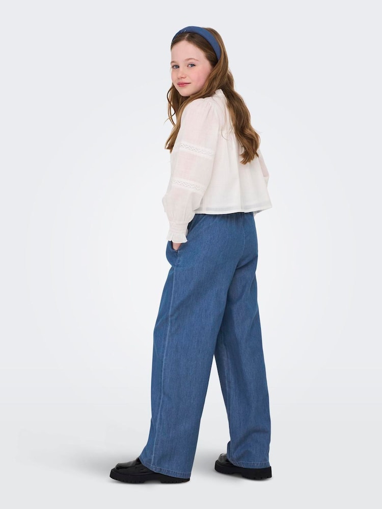 ONLY KIDS Blue Tie Waist Palazzo Jeans - Image 2 of 6