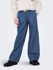 ONLY KIDS Blue Tie Waist Palazzo Jeans - Image 3 of 6