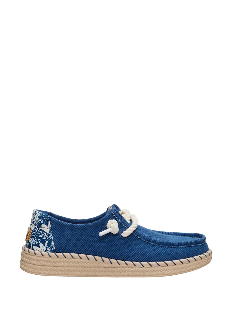 HEYDUDE Blue Wendy Espadrille Hibiscus Casual Shoes - Image 1 of 6