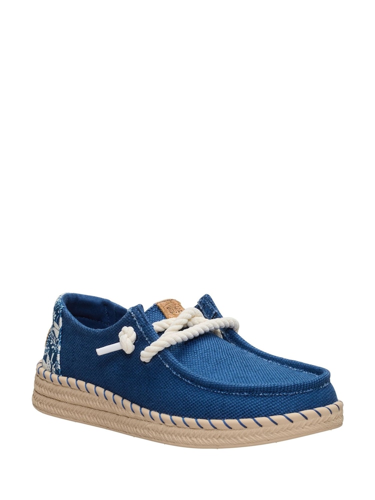HEYDUDE Blue Wendy Espadrille Hibiscus Casual Shoes - Image 2 of 6