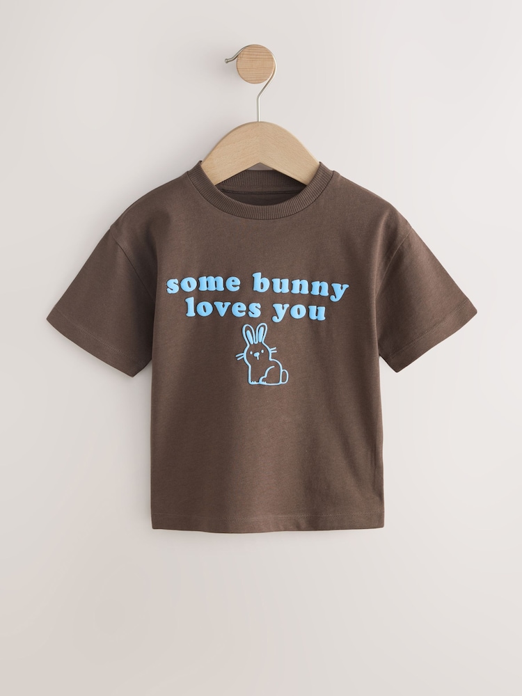 Brown Short Sleeve Easter Graphic T-Shirt (3mths-7yrs) - Image 1 of 4