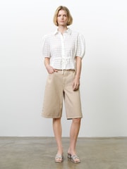 French Connection White Shanaya Seersucker Drawstring Shirt - Image 1 of 5