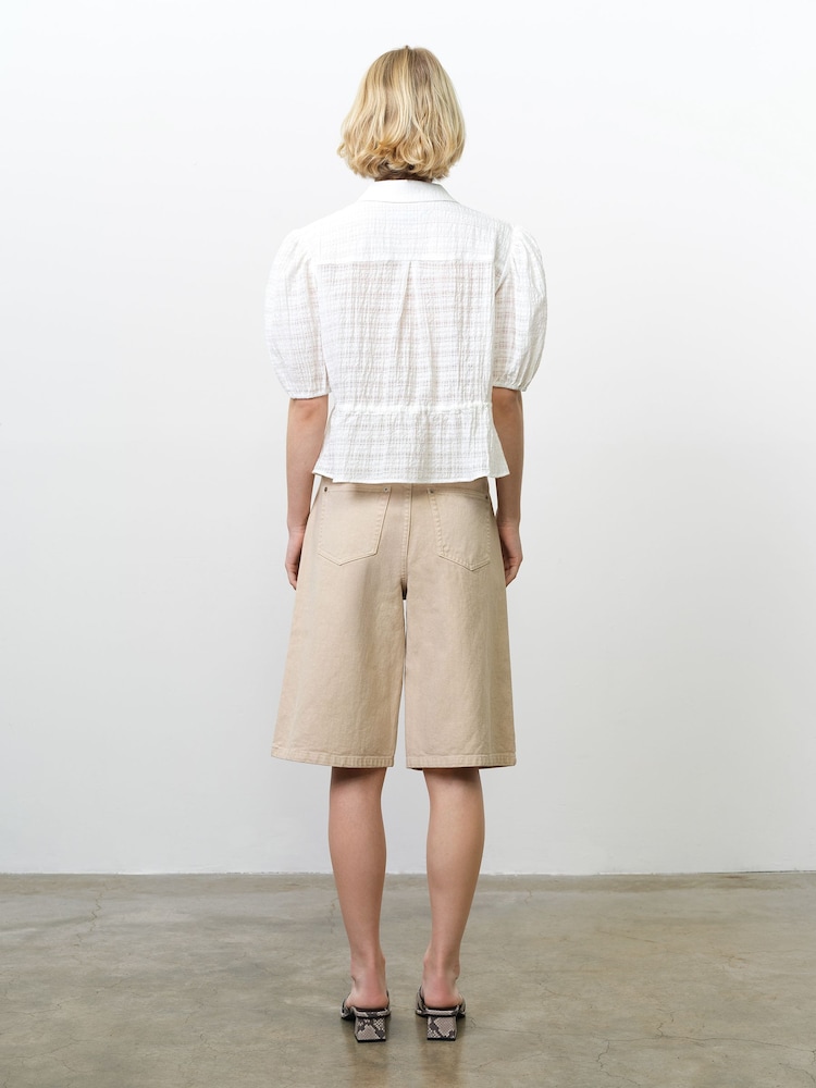 French Connection White Shanaya Seersucker Drawstring Shirt - Image 2 of 5 French Connection White Shanaya Seersucker Drawstring Shirt - Image 2 of 5