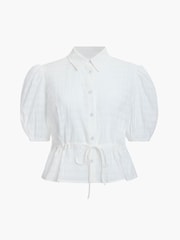 French Connection White Shanaya Seersucker Drawstring Shirt - Image 5 of 5