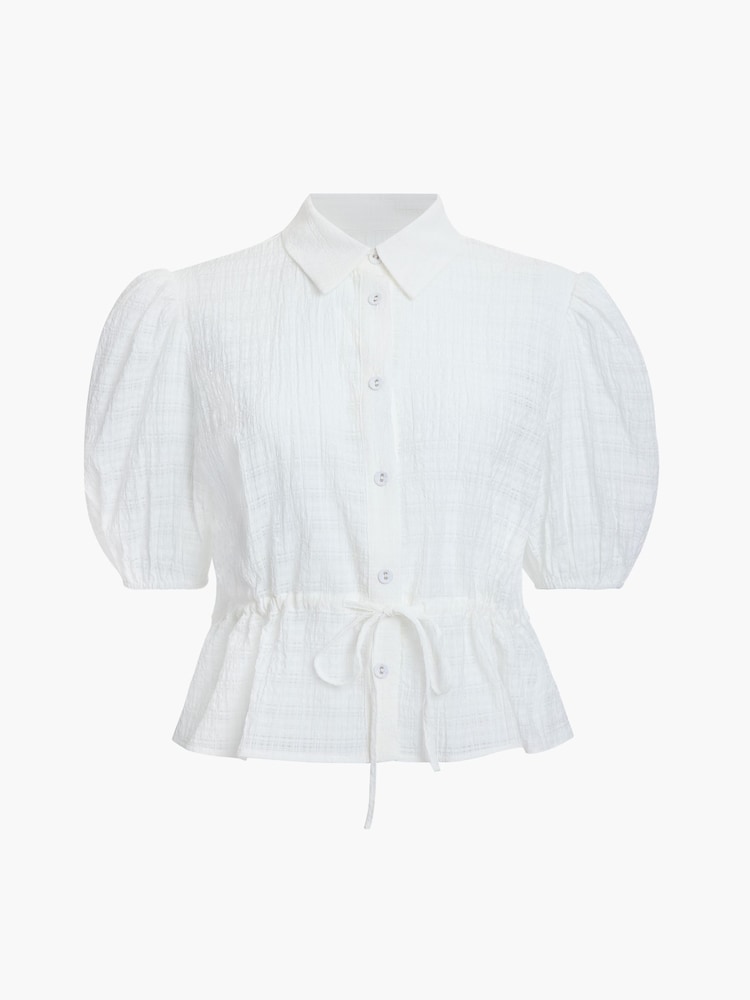 French Connection White Shanaya Seersucker Drawstring Shirt - Image 5 of 5 French Connection White Shanaya Seersucker Drawstring Shirt - Image 5 of 5