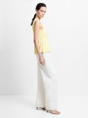 French Connection Yellow Candice Satin Bow Tie Up Top - Image 4 of 5