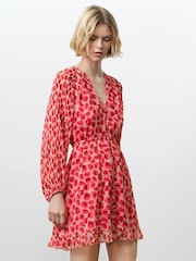 French Connection Poppy Mila Mini Pleated Sleeve Dress - Imagen 4 de 7