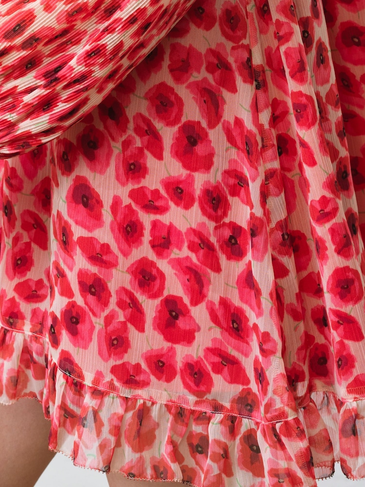 milla red floral print button up mini dress Rolla's Milla - Red Floral Print Mini Dress - Button-Up Dress
