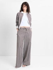 French Connection Brown Alexis Cotton Stripped Wide Leg Trousers - Image 1 of 6