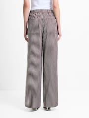French Connection Brown Alexis Cotton Stripped Wide Leg Trousers - Image 4 of 6