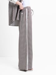 French Connection Brown Alexis Cotton Stripped Wide Leg Trousers - Image 5 of 6