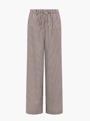 French Connection Brown Alexis Cotton Stripped Wide Leg Trousers - Image 6 of 6