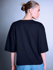 Berry Pink Christmas Bequin Boxy Crew Neck T-Shirt - Image 3 of 7