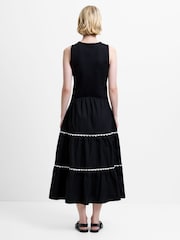 French Connection Black Kaylie Jersey Mix Ric Rac Dress - Image 2 of 7