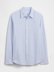 Gap White/Blue Linen-Blend Shirt in Standard Fit - Image 4 of 5