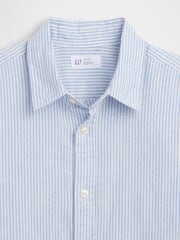 Gap White/Blue Linen-Blend Shirt in Standard Fit - Image 5 of 5