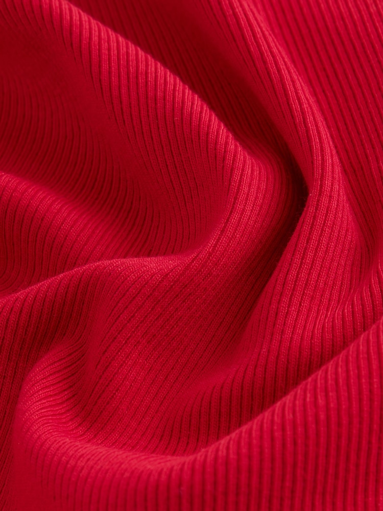Red Long Sleeve Ribbed Crew Neck Top - Image 2 of 3 Red Long Sleeve Ribbed Crew Neck Top - Image 2 of 3