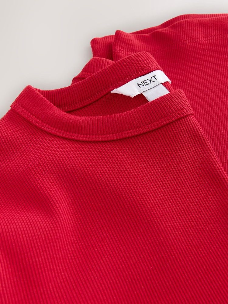 Red Long Sleeve Ribbed Crew Neck Top - Image 3 of 3 Red Long Sleeve Ribbed Crew Neck Top - Image 3 of 3