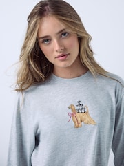 Grey Christmas Dog Martini Long Sleeve Top - Image 4 of 7