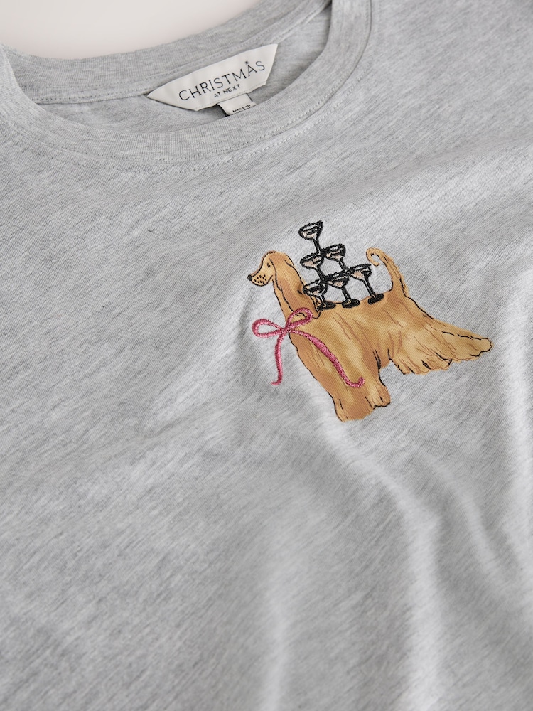 Grey Christmas Dog Martini Long Sleeve Top - Image 7 of 7