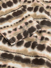 Brown Printed Long Sleeve Ribbed Boat Neck Top - Image 6 of 7