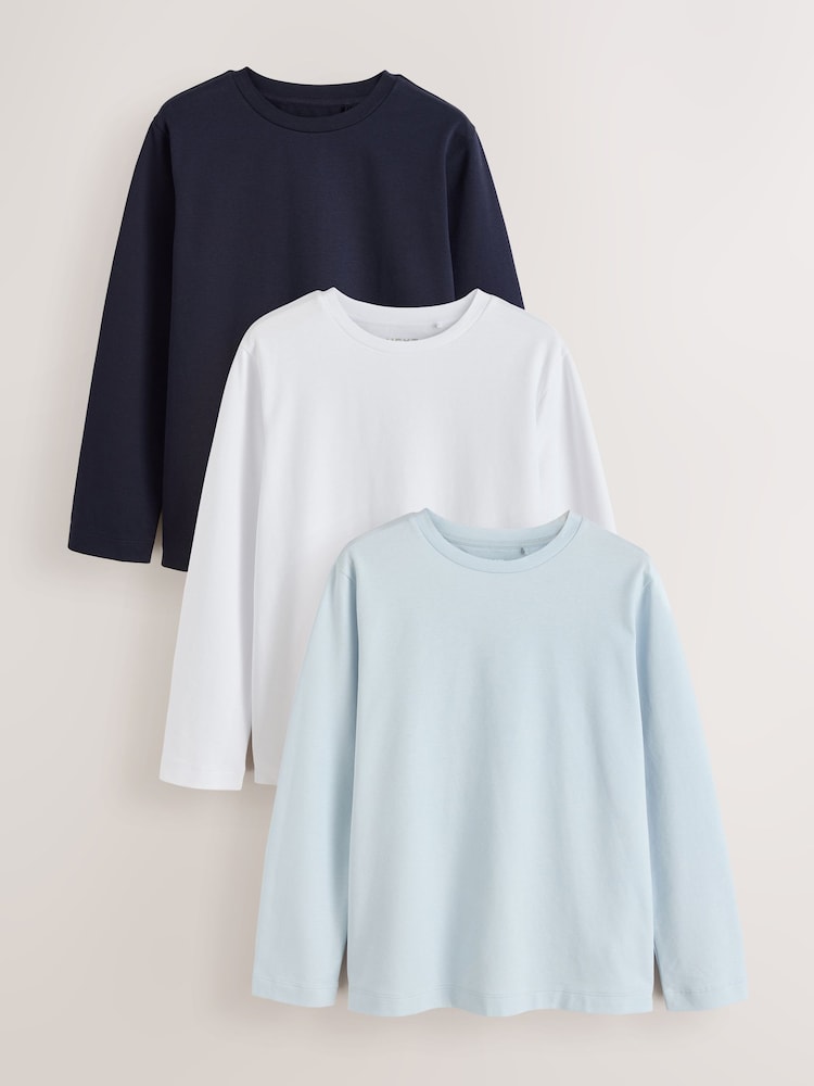 Різнокольоровий - Long Sleeve Crew Neck Heavyweight T-Shirts 3 Pack - Image 1 of 6 Різнокольоровий - Long Sleeve Crew Neck Heavyweight T-Shirts 3 Pack - Image 1 of 6