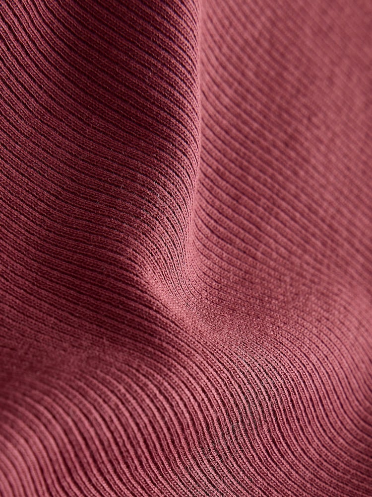 Blue/Pink/Brown Long Sleeve Crew Neck Ribbed Tops 3 Pack - Image 6 of 6