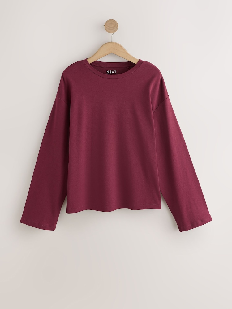 Brown/Pink/White Long Sleeve Boxy Fit T-Shirts 5 Pack - Image 2 of 8
