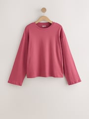 Brown/Pink/White Long Sleeve Boxy Fit T-Shirts 5 Pack - Image 4 of 8