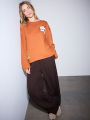 Tan Brown Crew Neck Long Sleeve Top - Image 2 of 5