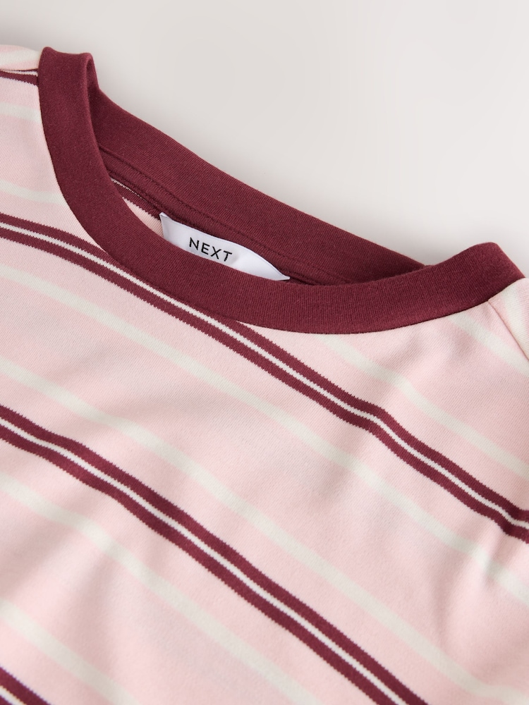 Pink Stripe Relaxed Fit Layered Long Sleeve T-Shirt - Image 2 of 3 Pink Stripe Relaxed Fit Layered Long Sleeve T-Shirt - Image 2 of 3
