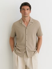 Reiss Stone River Stretch Textured Cuban-Collar Shirt - Image 1 of 6