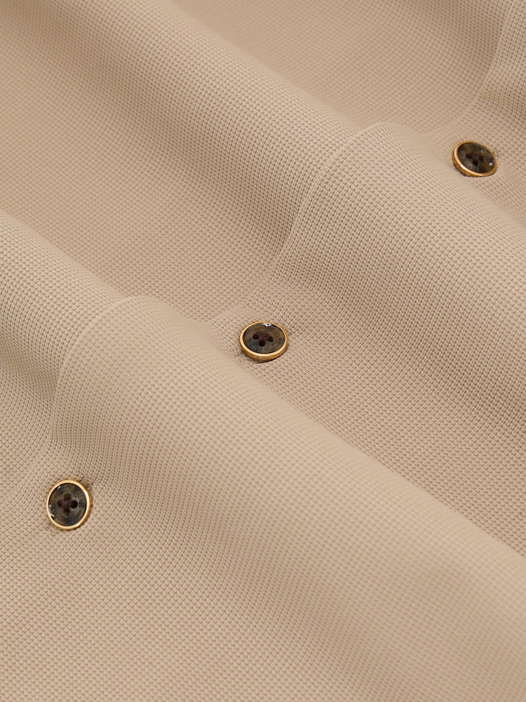 Reiss Stone River Stretch Textured Cuban-Collar Shirt - Image 6 of 6 Reiss Stone River Stretch Textured Cuban-Collar Shirt - Image 6 of 6