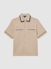 Reiss Stone Weaver Textured Piped Short-Sleeve Shirt - Image 2 of 6