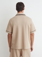 Reiss Stone Weaver Textured Piped Short-Sleeve Shirt - Image 5 of 6